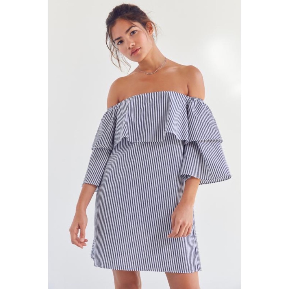Urban Outfitters Cooperative Tiered Sleeve Off-The-Shoulder Dress